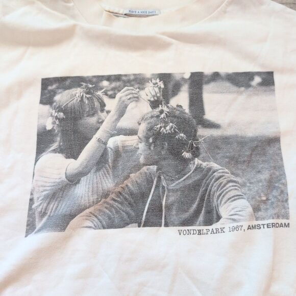 Scotch & Soda Crop T-Shirt Graphic Tee Size XS Ivory - Picture 5 of 14